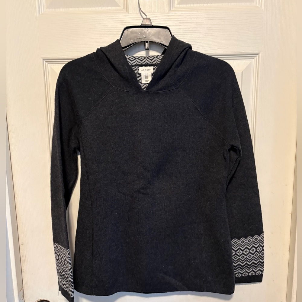 Aspen Women's Grey Nordic Chevron Pullover Sweater Hoodie